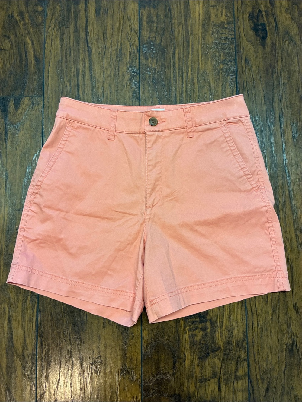 GAP Coral Pink Mid-Rise Cotton Girlfriend Khaki Shorts